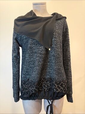 Rinascimento Made in Italy Embellished Cowl Neck Sweatshirt – Size Medium